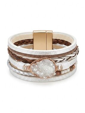 Handmade Druzy & Leather Wrap Bracelet